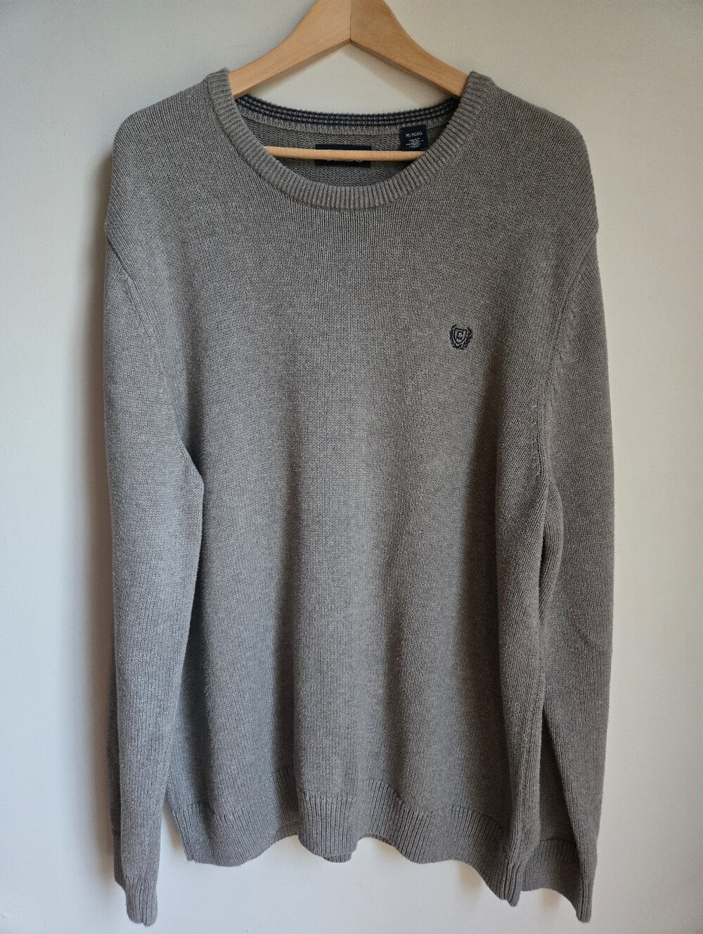 CHAPS Classic Crewneck Cotton Knit Sweater - Gray